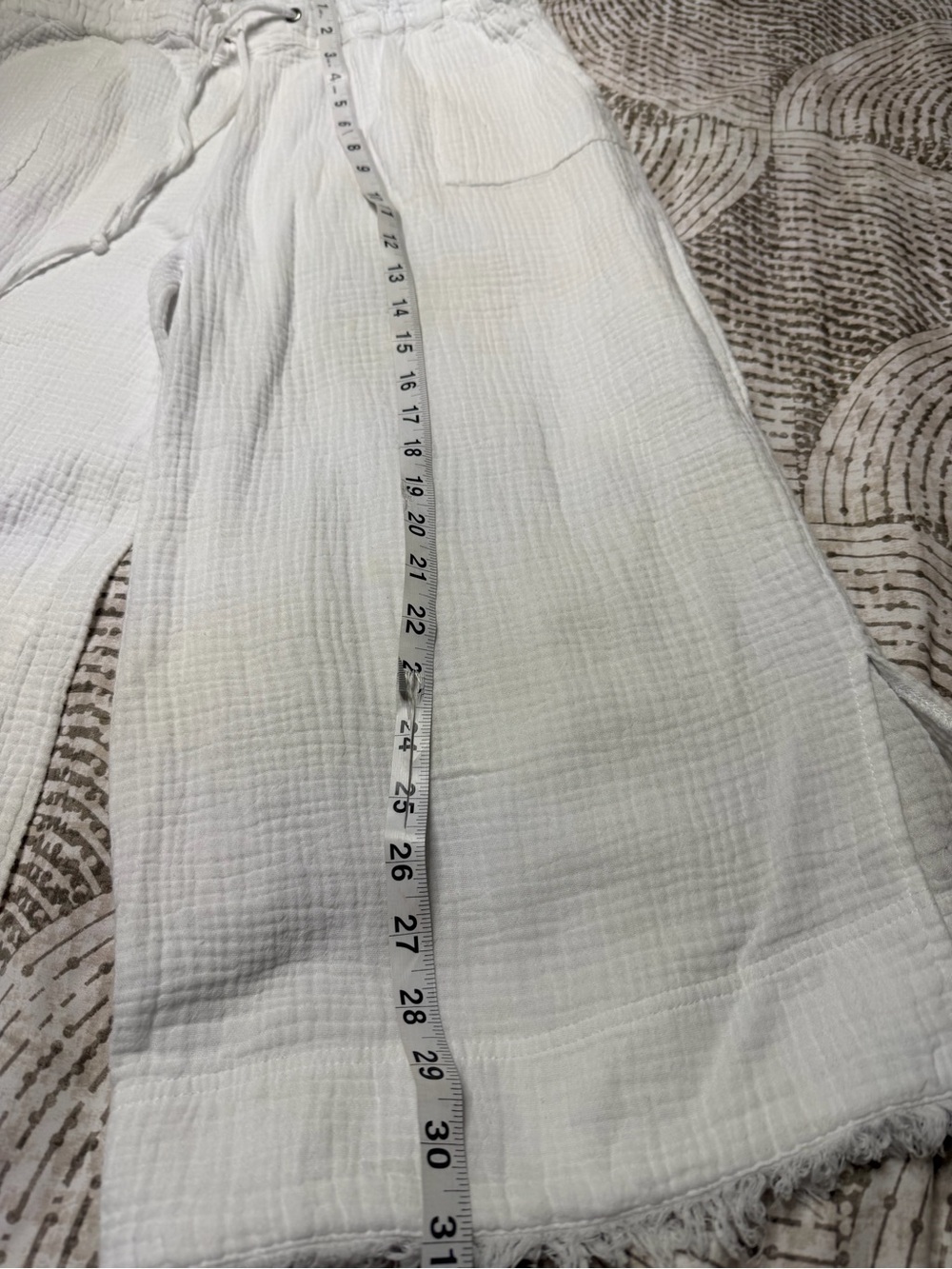 American Rage White Wide-Leg Drawstring Linen Pants - Picture 7 of 10
